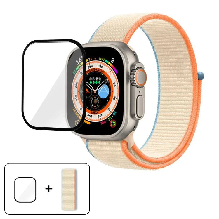 ベーシックナイロンループウォッチバンド 3Dカーブフィルム付き、Apple Watch Series 40mm用、Apple Watch Ultra 2 / 1 49mm用、Apple Watch Series 45mm用