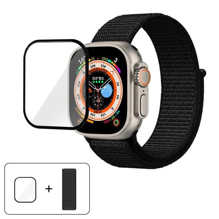 ベーシックナイロンループウォッチバンド 3Dカーブフィルム付き、Apple Watch Series 40mm用、Apple Watch Ultra 2 / 1 49mm用、Apple Watch Series 45mm用