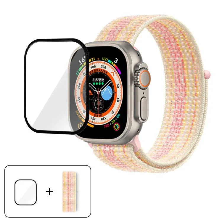 ベーシックナイロンループウォッチバンド 3Dカーブフィルム付き、Apple Watch Series 40mm用、Apple Watch Ultra 2 / 1 49mm用、Apple Watch Series 45mm用