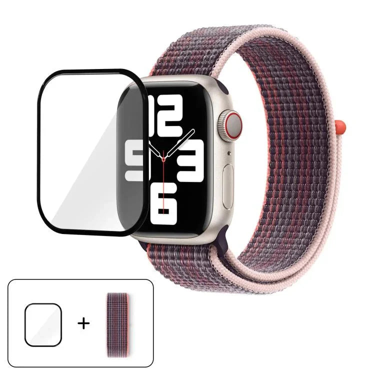 ベーシックナイロンループウォッチバンド 3Dカーブフィルム付き、Apple Watch Series 40mm用、Apple Watch Ultra 2 / 1 49mm用、Apple Watch Series 45mm用