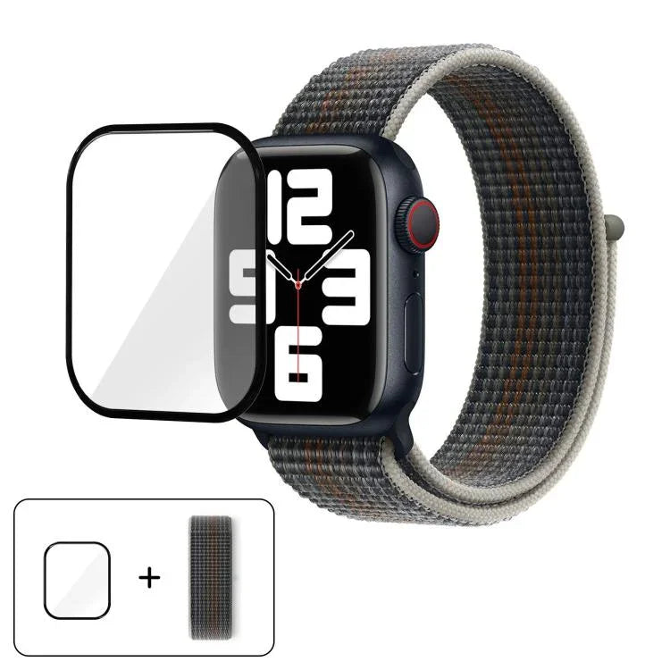 ベーシックナイロンループウォッチバンド 3Dカーブフィルム付き、Apple Watch Series 40mm用、Apple Watch Ultra 2 / 1 49mm用、Apple Watch Series 45mm用