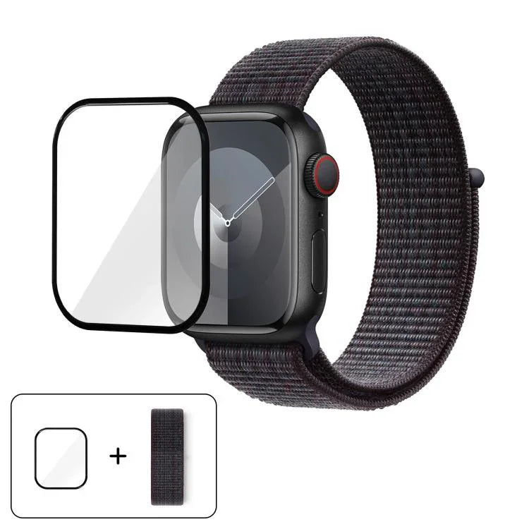 ベーシックナイロンループウォッチバンド 3Dカーブフィルム付き、Apple Watch Series 41mm用、Apple Watch Series 38mm用、Apple Watch Series 42mm用