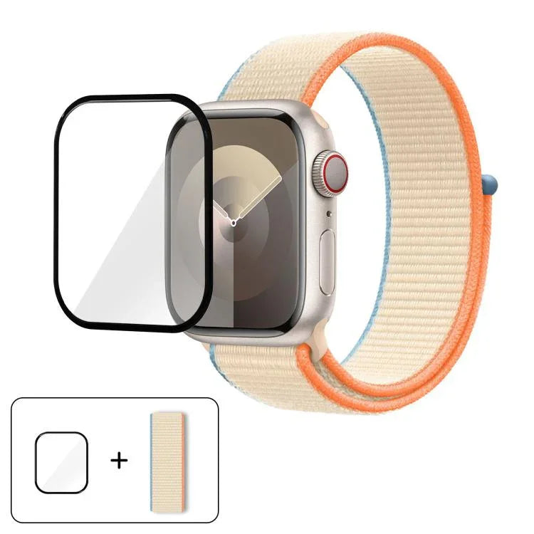 ベーシックナイロンループウォッチバンド 3Dカーブフィルム付き、Apple Watch Series 41mm用、Apple Watch Series 38mm用、Apple Watch Series 42mm用