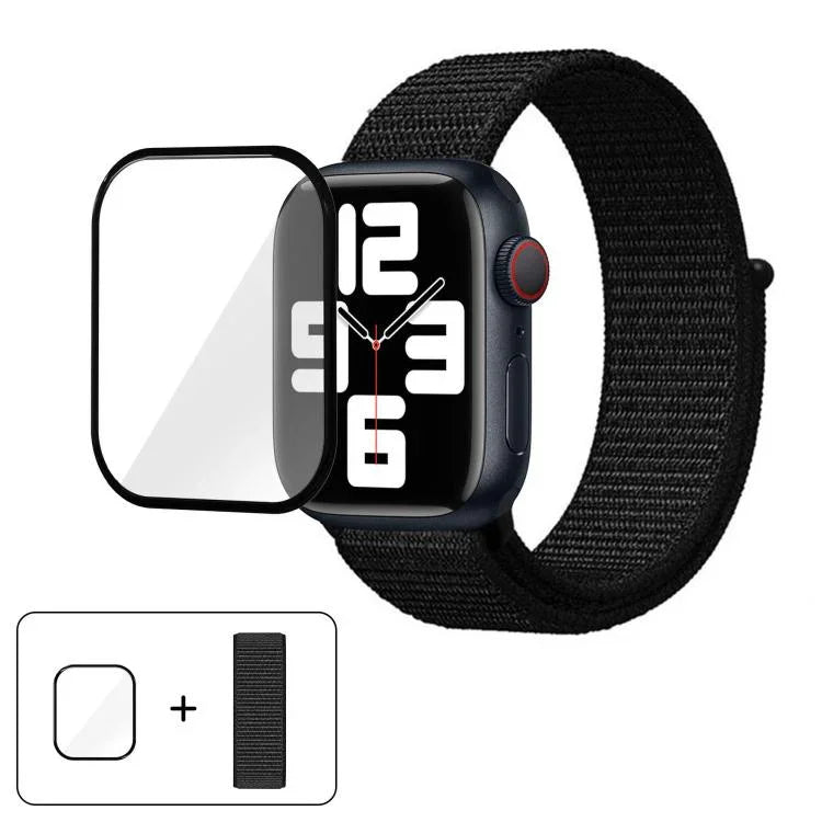 ベーシックナイロンループウォッチバンド 3Dカーブフィルム付き、Apple Watch Series 41mm用、Apple Watch Series 38mm用、Apple Watch Series 42mm用