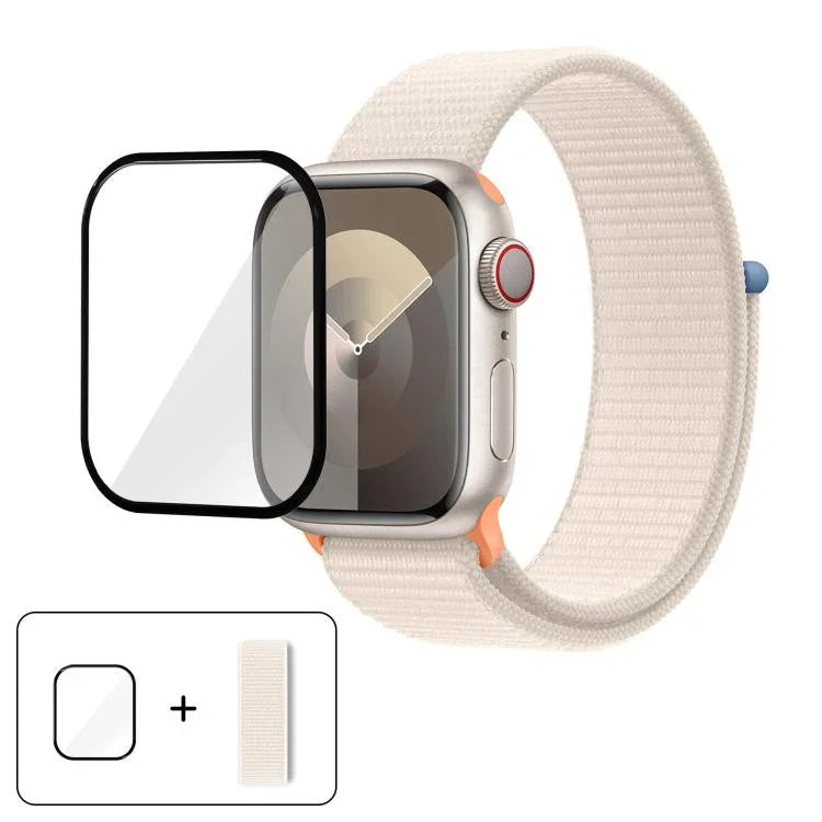 ベーシックナイロンループウォッチバンド 3Dカーブフィルム付き、Apple Watch Series 41mm用、Apple Watch Series 38mm用、Apple Watch Series 42mm用
