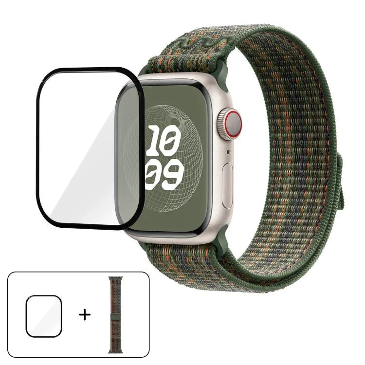 ナイロンループウォッチバンド 3Dカーブフィルム付き、Apple Watch Series 40mm用、Apple Watch Ultra 2 / 1 49mm用、Apple Watch Series 45mm用