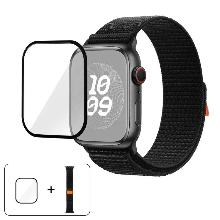 ナイロンループウォッチバンド 3Dカーブフィルム付き、Apple Watch Series 40mm用、Apple Watch Ultra 2 / 1 49mm用、Apple Watch Series 45mm用
