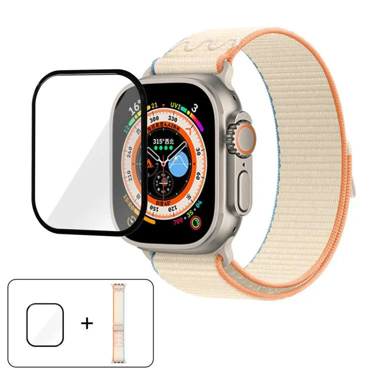 ナイロンループウォッチバンド 3Dカーブフィルム付き、Apple Watch Series 40mm用、Apple Watch Ultra 2 / 1 49mm用、Apple Watch Series 45mm用