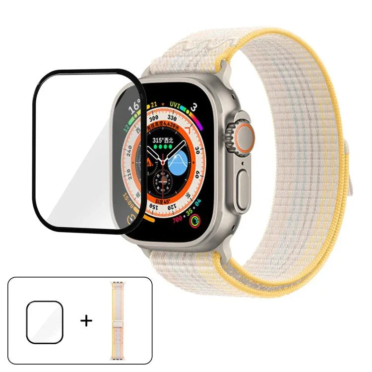 ナイロンループウォッチバンド 3Dカーブフィルム付き、Apple Watch Series 40mm用、Apple Watch Ultra 2 / 1 49mm用、Apple Watch Series 45mm用