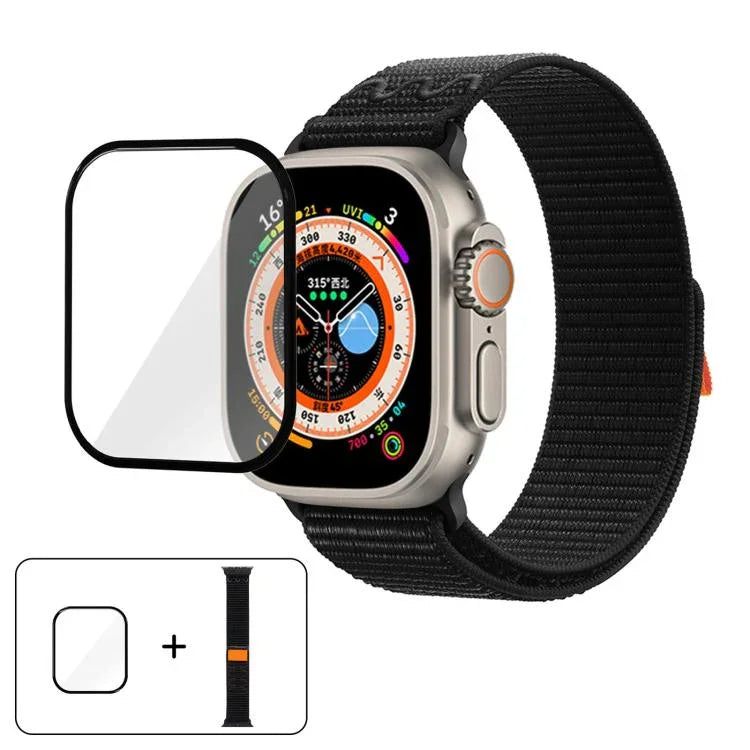 ナイロンループウォッチバンド 3Dカーブフィルム付き、Apple Watch Series 40mm用、Apple Watch Ultra 2 / 1 49mm用、Apple Watch Series 45mm用