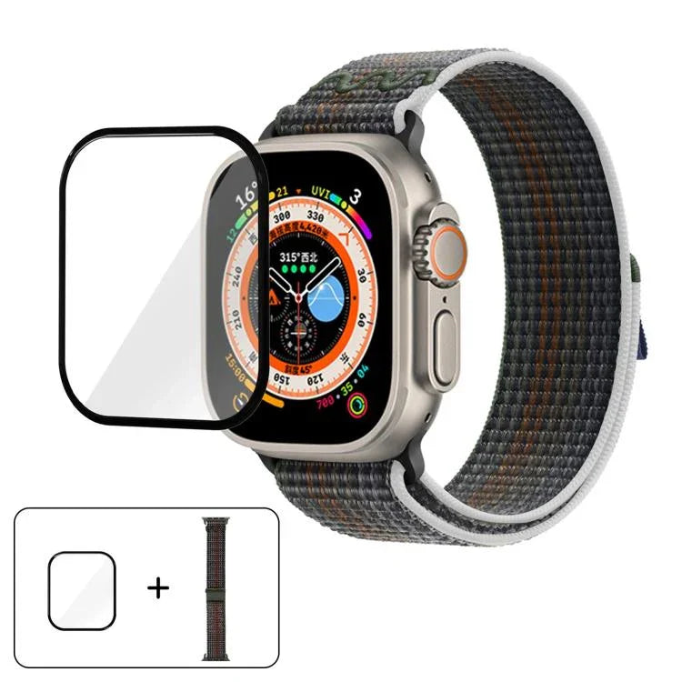 ナイロンループウォッチバンド 3Dカーブフィルム付き、Apple Watch Series 40mm用、Apple Watch Ultra 2 / 1 49mm用、Apple Watch Series 45mm用