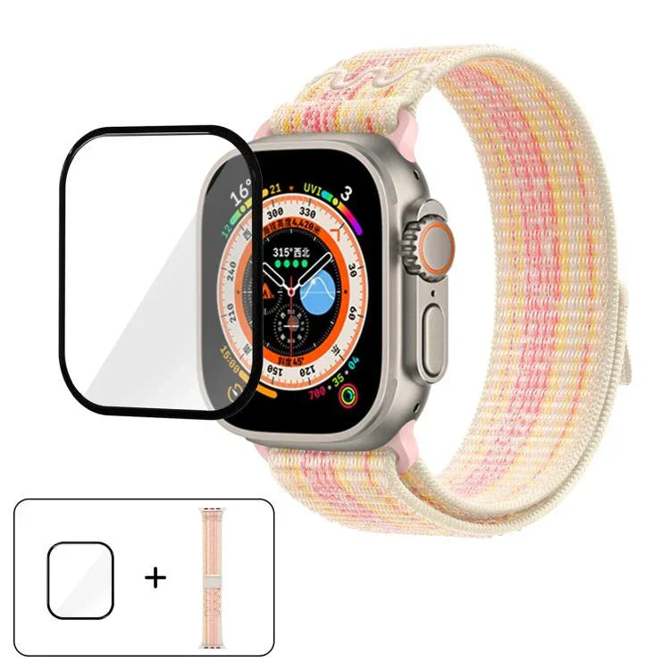 ナイロンループウォッチバンド 3Dカーブフィルム付き、Apple Watch Series 40mm用、Apple Watch Ultra 2 / 1 49mm用、Apple Watch Series 45mm用