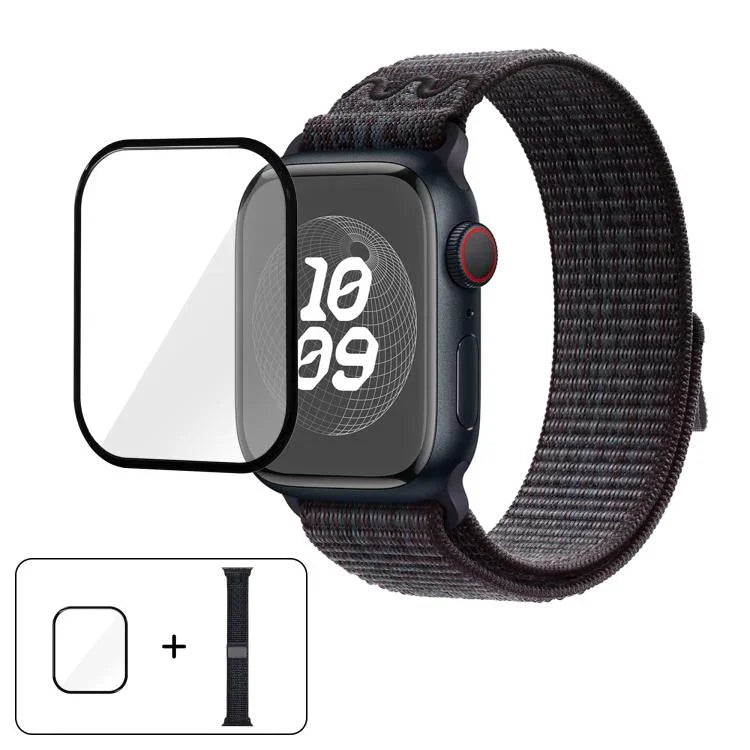 ナイロンループウォッチバンド 3Dカーブフィルム付き、Apple Watch Series 40mm用、Apple Watch Ultra 2 / 1 49mm用、Apple Watch Series 45mm用