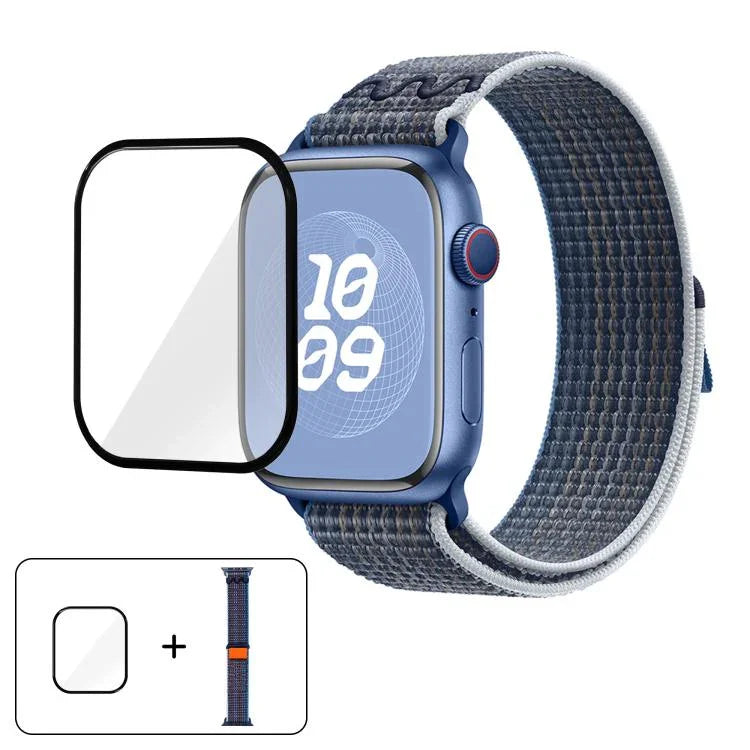 ナイロンループウォッチバンド 3Dカーブフィルム付き、Apple Watch Series 41mm用、Apple Watch Series 38mm用、Apple Watch Series 42mm用