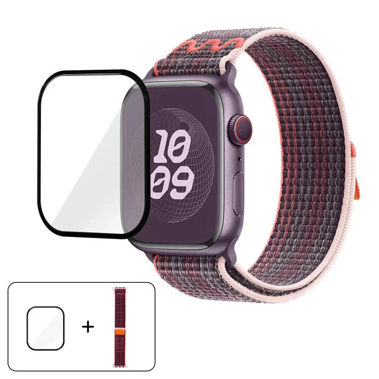 ナイロンループウォッチバンド 3Dカーブフィルム付き、Apple Watch Series 41mm用、Apple Watch Series 38mm用、Apple Watch Series 42mm用