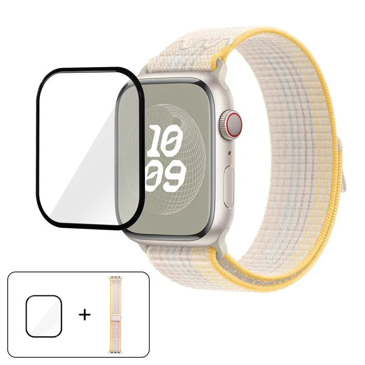 ナイロンループウォッチバンド 3Dカーブフィルム付き、Apple Watch Series 41mm用、Apple Watch Series 38mm用、Apple Watch Series 42mm用