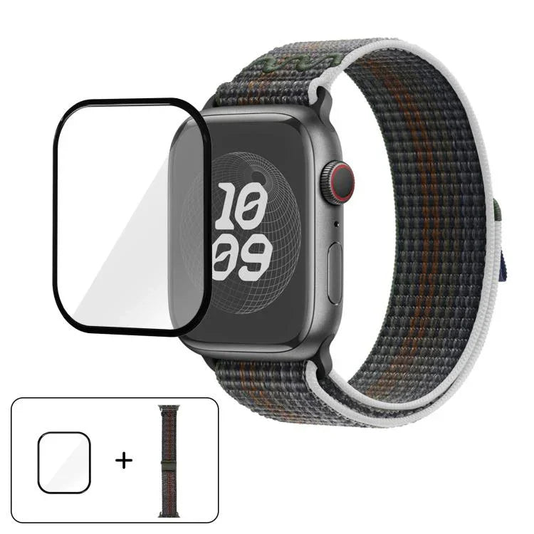 ナイロンループウォッチバンド 3Dカーブフィルム付き、Apple Watch Series 41mm用、Apple Watch Series 38mm用、Apple Watch Series 42mm用