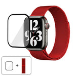 3Dカーブフィルム付きミラネーゼステンレススチール時計バンド、Apple Watch Series 40mm用、Apple Watch Ultra 2 / 1 49mm用、Apple Watch Series 45mm用