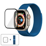 3Dカーブフィルム付きミラネーゼステンレススチール時計バンド、Apple Watch Series 40mm用、Apple Watch Ultra 2 / 1 49mm用、Apple Watch Series 45mm用