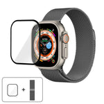 3Dカーブフィルム付きミラネーゼステンレススチール時計バンド、Apple Watch Series 40mm用、Apple Watch Ultra 2 / 1 49mm用、Apple Watch Series 45mm用