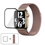 3Dカーブフィルム付きミラネーゼステンレススチール時計バンド、Apple Watch Series 40mm用、Apple Watch Ultra 2 / 1 49mm用、Apple Watch Series 45mm用
