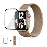 3Dカーブフィルム付きミラネーゼステンレススチール時計バンド、Apple Watch Series 41mm用、Apple Watch Series 38mm用、Apple Watch Series 42mm用