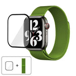 3Dカーブフィルム付きミラネーゼステンレススチール時計バンド、Apple Watch Series 41mm用、Apple Watch Series 38mm用、Apple Watch Series 42mm用