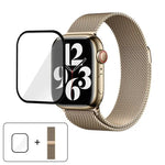 3Dカーブフィルム付きミラネーゼステンレススチール時計バンド、Apple Watch Series 41mm用、Apple Watch Series 38mm用、Apple Watch Series 42mm用
