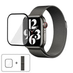 3Dカーブフィルム付きミラネーゼステンレススチール時計バンド、Apple Watch Series 41mm用、Apple Watch Series 38mm用、Apple Watch Series 42mm用