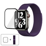3Dカーブフィルム付きミラネーゼステンレススチール時計バンド、Apple Watch Series 41mm用、Apple Watch Series 38mm用、Apple Watch Series 42mm用