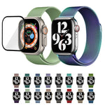 3Dカーブフィルム付きミラネーゼステンレススチール時計バンド、Apple Watch Series 40mm用、Apple Watch Ultra 2 / 1 49mm用、Apple Watch Series 45mm用
