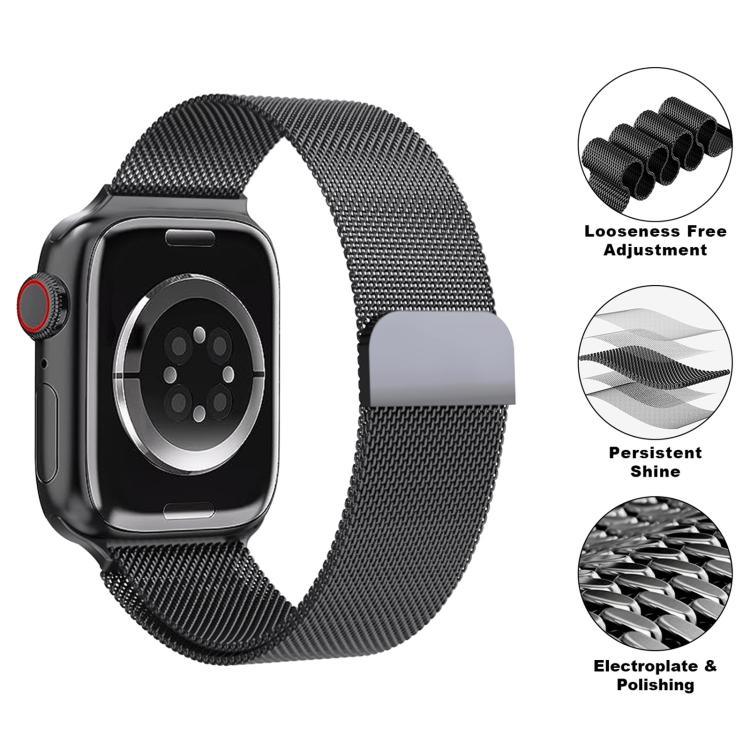 3Dカーブフィルム付きミラネーゼステンレススチール時計バンド、Apple Watch Series 41mm用、Apple Watch Series 38mm用、Apple Watch Series 42mm用