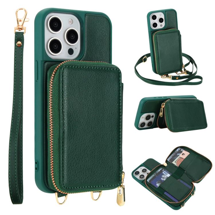 Crossbody Zipper RFID Card Bag Phone Case, For iPhone 17 Pro Max, For iPhone 17 Pro, For iPhone Air, For iPhone 15 Pro Max, For iPhone 15 Pro, For iPhone 15 Plus / 14 Plus