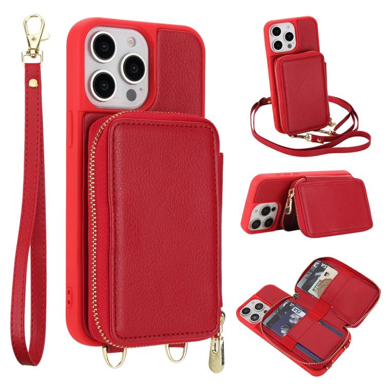 Crossbody Zipper RFID Card Bag Phone Case, For iPhone 17 Pro Max, For iPhone 17 Pro, For iPhone Air, For iPhone 15 Pro Max, For iPhone 15 Pro, For iPhone 15 Plus / 14 Plus