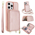 Crossbody Zipper RFID Card Bag Phone Case, For iPhone 17 Pro Max, For iPhone 17 Pro, For iPhone Air, For iPhone 15 Pro Max, For iPhone 15 Pro, For iPhone 15 Plus / 14 Plus