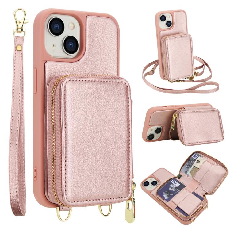 クロスボディジッパーRFIDカードバッグスマホケース、iPhone 15用、iPhone 14 / 13用、iPhone 14 Pro用、iPhone 14 Pro Max用、iPhone 13 Pro Max用、iPhone 13 Pro用