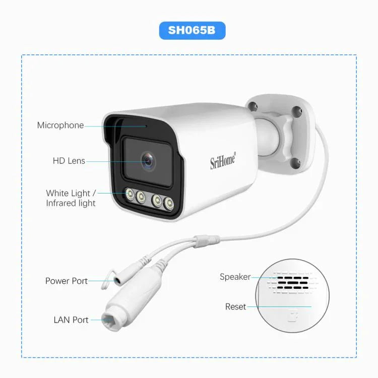 SriHome NVS005-POE065 3MP HD 4チャンネル POEカメラ ネットワークビデオレコーダーキット、3MP 4チャンネル