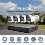 SriHome NVS005-POE065 3MP HD 4チャンネル POEカメラ ネットワークビデオレコーダーキット、3MP 4チャンネル