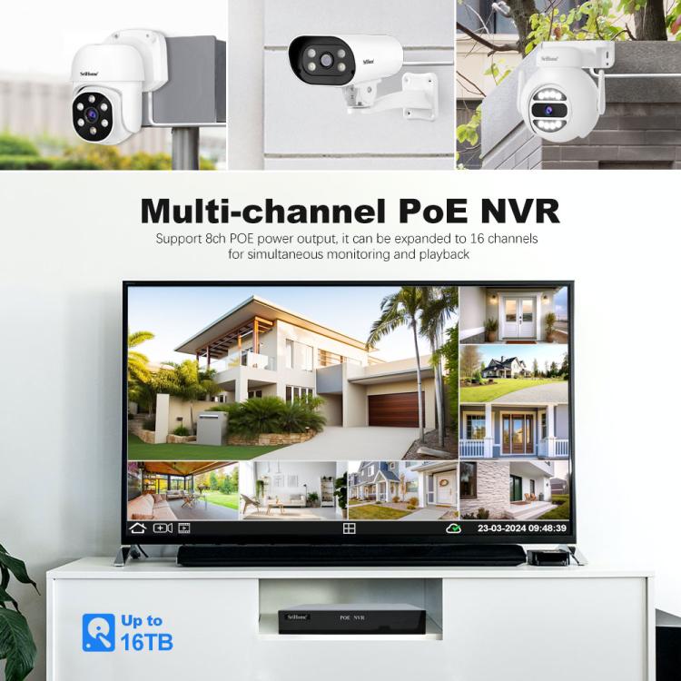 SriHome NVS005-POE030 3MP HD 4チャンネル POEカメラ ネットワークビデオレコーダーキット、3MP 4チャンネル