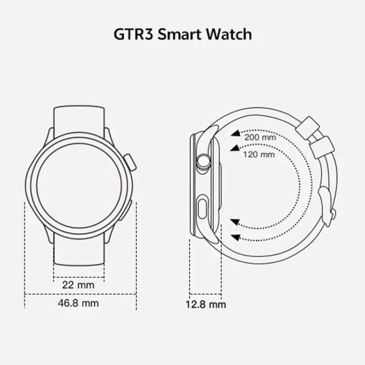 GTR3 1.43インチ AMOLEDスクリーン フィットネストラッカースマートウォッチ、心拍数モニタリング対応