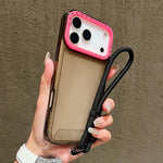 カラ―コントラストレンズフレーム透明TPUスマホケース ストラップ付き、iPhone 17 Pro Max用、iPhone 17 Pro用