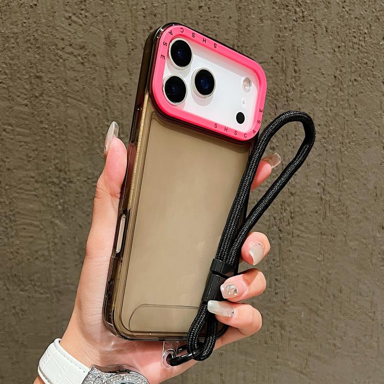 カラ―コントラストレンズフレーム透明TPUスマホケース ストラップ付き、iPhone 17 Pro Max用、iPhone 17 Pro用