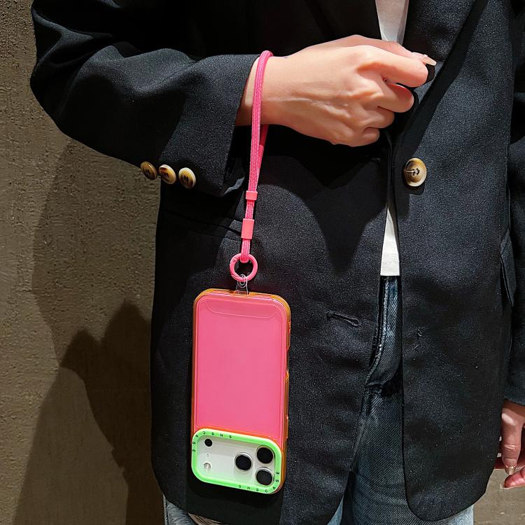 カラ―コントラストレンズフレーム透明TPUスマホケース ストラップ付き、iPhone 17 Pro Max用、iPhone 17 Pro用