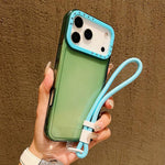 カラ―コントラストレンズフレーム透明TPUスマホケース ストラップ付き、iPhone 17 Pro Max用、iPhone 17 Pro用
