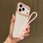 カラ―コントラストレンズフレーム透明TPUスマホケース ストラップ付き、iPhone 17 Pro Max用、iPhone 17 Pro用