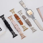xDfind V字型メタルハイブリッドレザー時計バンド、Apple Watch 42 / 44 / 45 / 46 / 49mm用、Apple Watch 38 / 40 / 41 / S10 42mm用