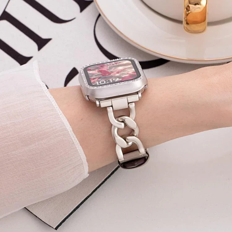 xDfind デニムチェーンメタルハイブリッドレザー時計バンド、Apple Watch 42 / 44 / 45 / 46 / 49mm用、Apple Watch 38 / 40 / 41 / S10 42mm用