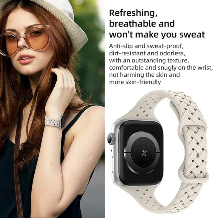 xDfind バタフライバックル編み込みシリコン時計バンド、Apple Watch 42 / 44 / 45 / 46 / 49mm用、Apple Watch 38 / 40 / 41 / S10 42mm用