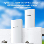 COMFAST CF-E113A V2 5.8GHz 300Mbps 11dBi 監視用ブリッジ WiFiリピーターセット、AUプラグ、EUプラグ、USプラグ、UKプラグ