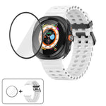 マリンデュアルバックルシリコンウォッチバンド 3Dカーブフィルム付き、Samsung Galaxy Watch Ultra 2025用、Samsung Galaxy Watch Ultra 47mm用